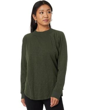 Mod-o-doc Mododoc Top 100% Cotton Oversized Hi Low Long Sleeve Jdm2513 - Green