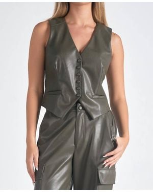 Elan Faux Leather Vest - Gray