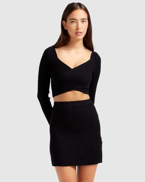 Belle & Bloom C'Est Belle Knit Mini Skirt - Black