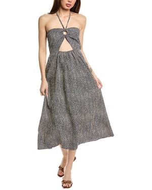 Echo Seersucker Midi Dress - Gray
