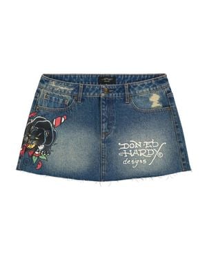 Ed Hardy Panther Dagger Denim Mini Skirt - Blue