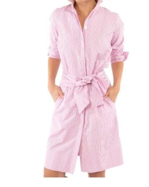 Gretchen Scott Breezy Blouson Pin-Stripe Dress - Pink