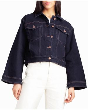 Nicole Miller Lenox Hill Bell Sleeve Crop Jacket - Blue