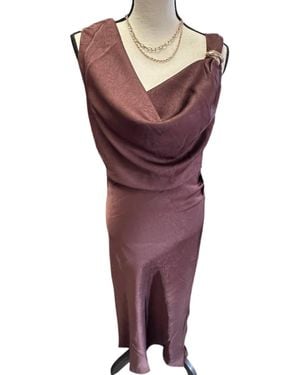 Allie Rose Satin Cowl Neck Dress - Purple