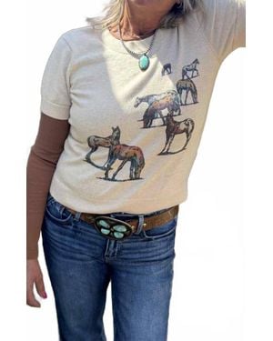 Pendleton Wild Horses Cotton Tee - Blue