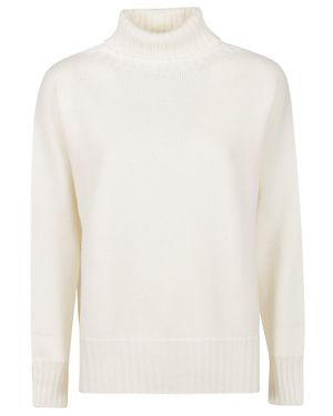 Drumohr Merino Wool Over Turtleneck Sweater - White