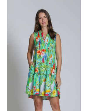 Apny Pin-Tuck Detailing Sleeveless Mini Dress - White