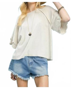 Umgee Linen Blend Raglan Sleeve Top - White