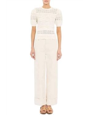 Ulla Johnson Marcelena Eyelet Knit Top - White
