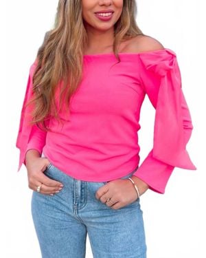 Strut & Bolt Lacie Off Shoulder Bow Top - Pink