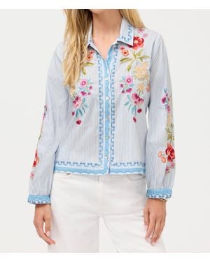 Joseph Ribkoff Angela Open Neck Shirt - Blue