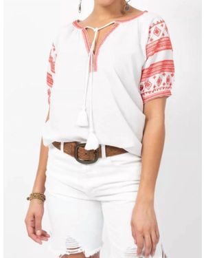 Ivy Jane Borderline Sleeves Top - White