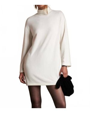 PERFECTWHITETEE Anette Brushed Sweater Mock Neck Dress - White