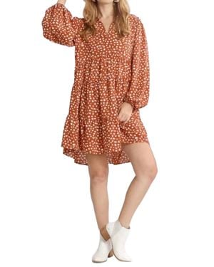 Umgee Rustic Dottie Mini Dress - White