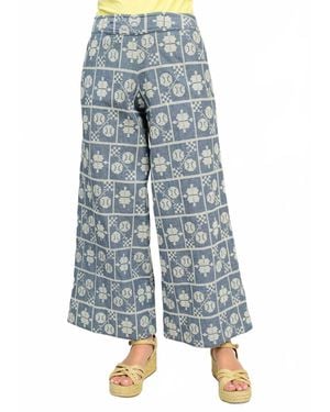 Ivy Jane Embroidered Wide Leg Pant - Blue