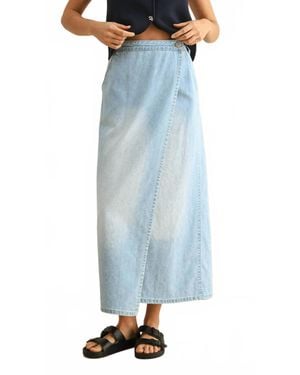 Miou Muse Overlap Long Skirt - Blue
