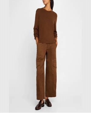 ATM Slub Jersey Long Sleeve Crop Tee - Brown