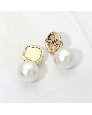 Fashnzfab Matt Metal Ball Drop Earrings - Metallic