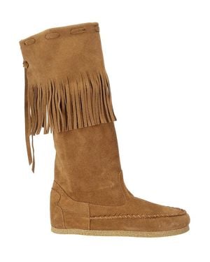 P.A.R.O.S.H. Suede Boots With Festoon Hem - Brown