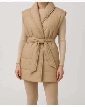 Fate Annie Puffer Wrap Vest With Tie - Natural