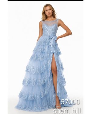 Sherri Hill Tiered Sequin Prom Dress - Blue