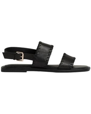 Reiss Mila Whipstitch Leather Sandal - Black