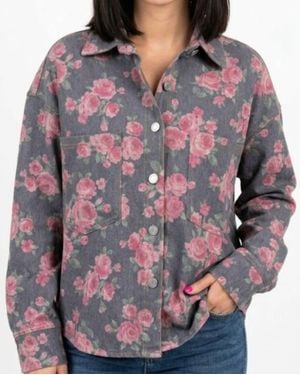 Jess Lea Stretchy Denim Shacket - Gray