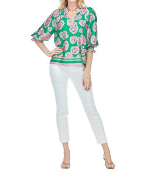 Jade Melody Tam Peasant Top - Green
