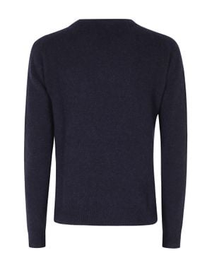 Roberto Collina Knit Sweater With Ribbed Edges - Blue