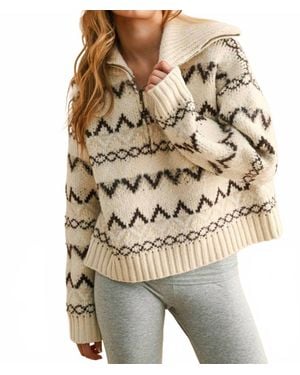 Miou Muse Half Zip Sweater - Natural