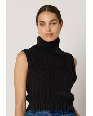 Cleobella Aria Sleeveless Turtleneck Sweater - Black