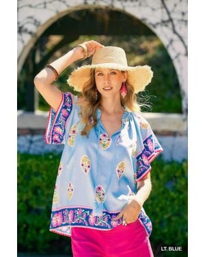 Umgee Boho Bloom Border Top - Green
