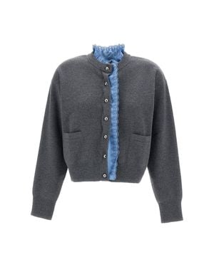 Rabanne Long-Sleeved Cardigan With Removable Satin Insert - Blue