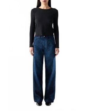 AMO Greta High-Rise Wide-Leg Pants - Blue