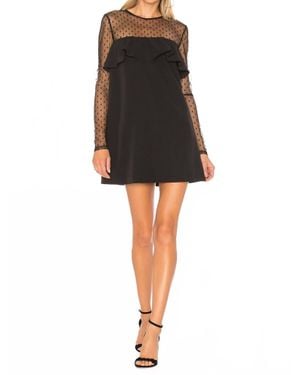 MILLY Sophie Dotted-Illusion Shift Mini Dress - Black