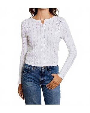 Design History Pointelle Crew Cardigan - White