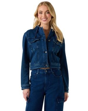 Guess Angela Hooded Cropped Denim Jacket - Blue