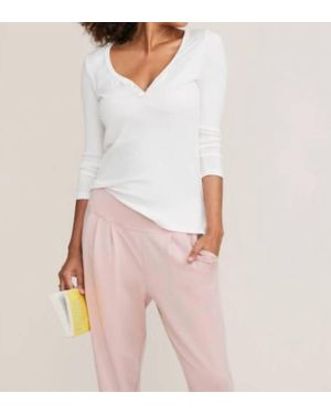 HATCH Rib Nursing Henley Top - White