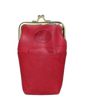 Buxton Leather Framed Cigarette Case Wallet With Floral Emboss - Red