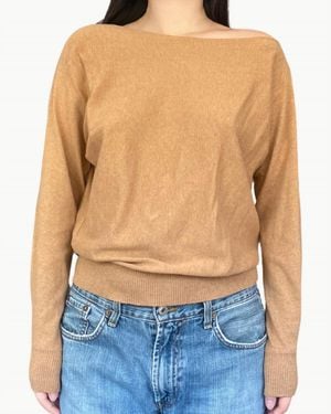 Minnie Rose Cotton Cashmere Off The Shoulder Top - Blue