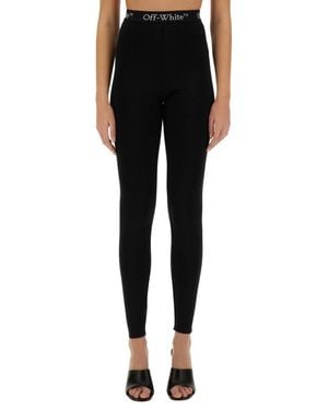 Off-White c/o Virgil Abloh Slim-Fit Leggings With Logo Adornment - Black