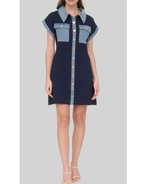 ZOE AND CLAIRE Jane Denim Trim Mini Dress - Blue