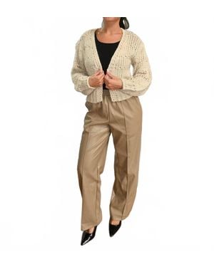 Elan Faux Leather Pants - Natural