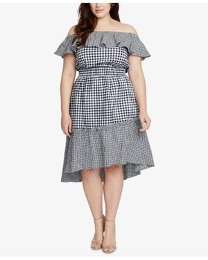 Rachel Roy Gingham Off The Shoulder Dress - Blue