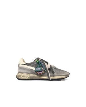 Autry Vintage-Inspired Mesh And Suede Sneakers - Gray