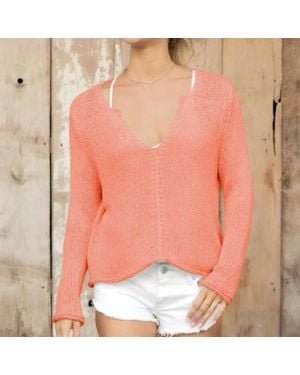 Wooden Ships Julianna Chunky V- Neck Sweater - Pink