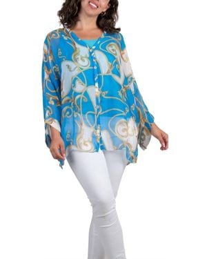 Gigi Moda Angelo Baroque Silk Blouse - Blue
