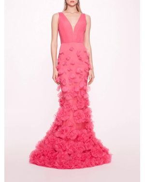 Marchesa Tulle Rosette Gown - Pink