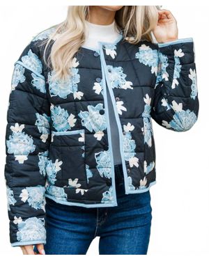 MIA Floral Quilted Jacket - Blue