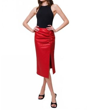 Hutch Nelly Ruched Midi Skirt - Red